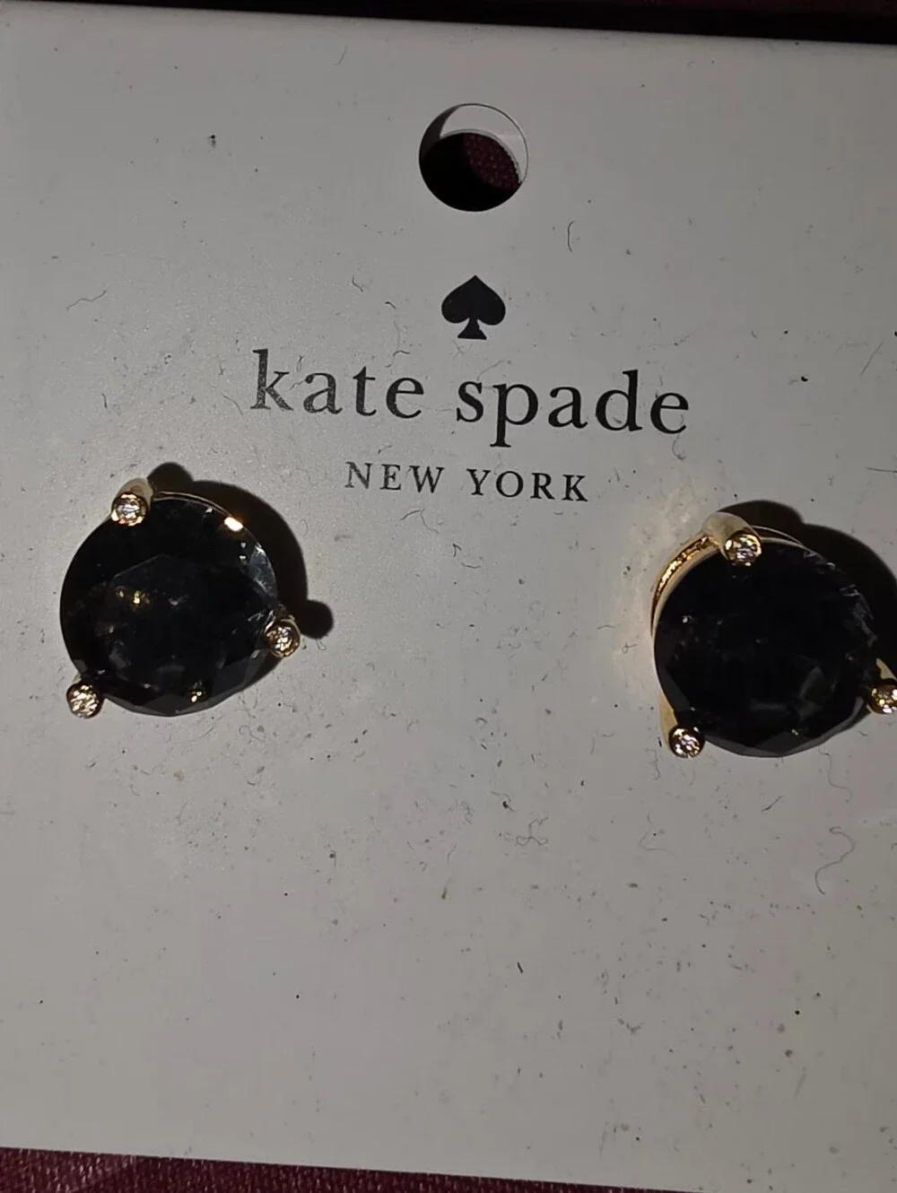 NWT KATE SPADE Black Diamond Crystal 14kt Gold Fill Stud Gumdrops earrings